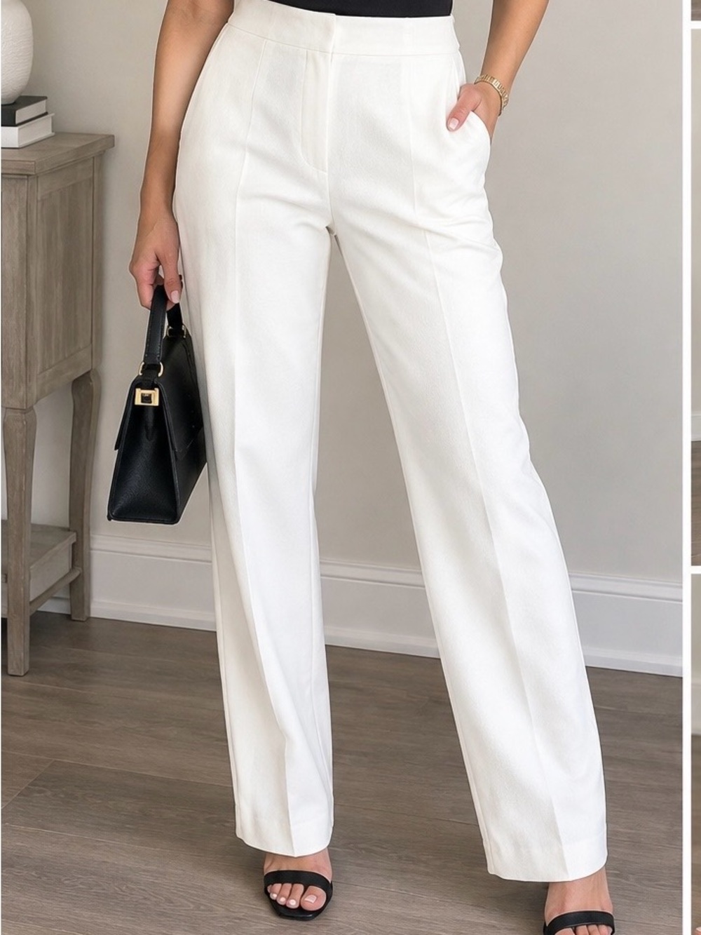 Classic Suite Pants — White/Beige